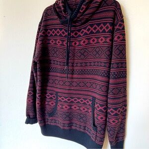 Carbon Pullover Sweater burgundy black knit Hoodie Sz XXL